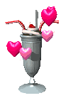 Gif of a Milkshake with hearts around it.